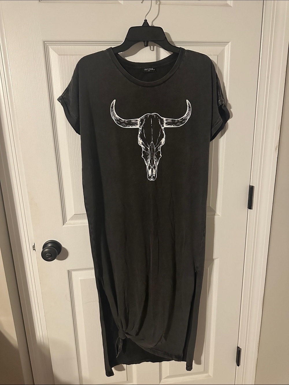 Zutter Black Graphic Skull Midi Dress